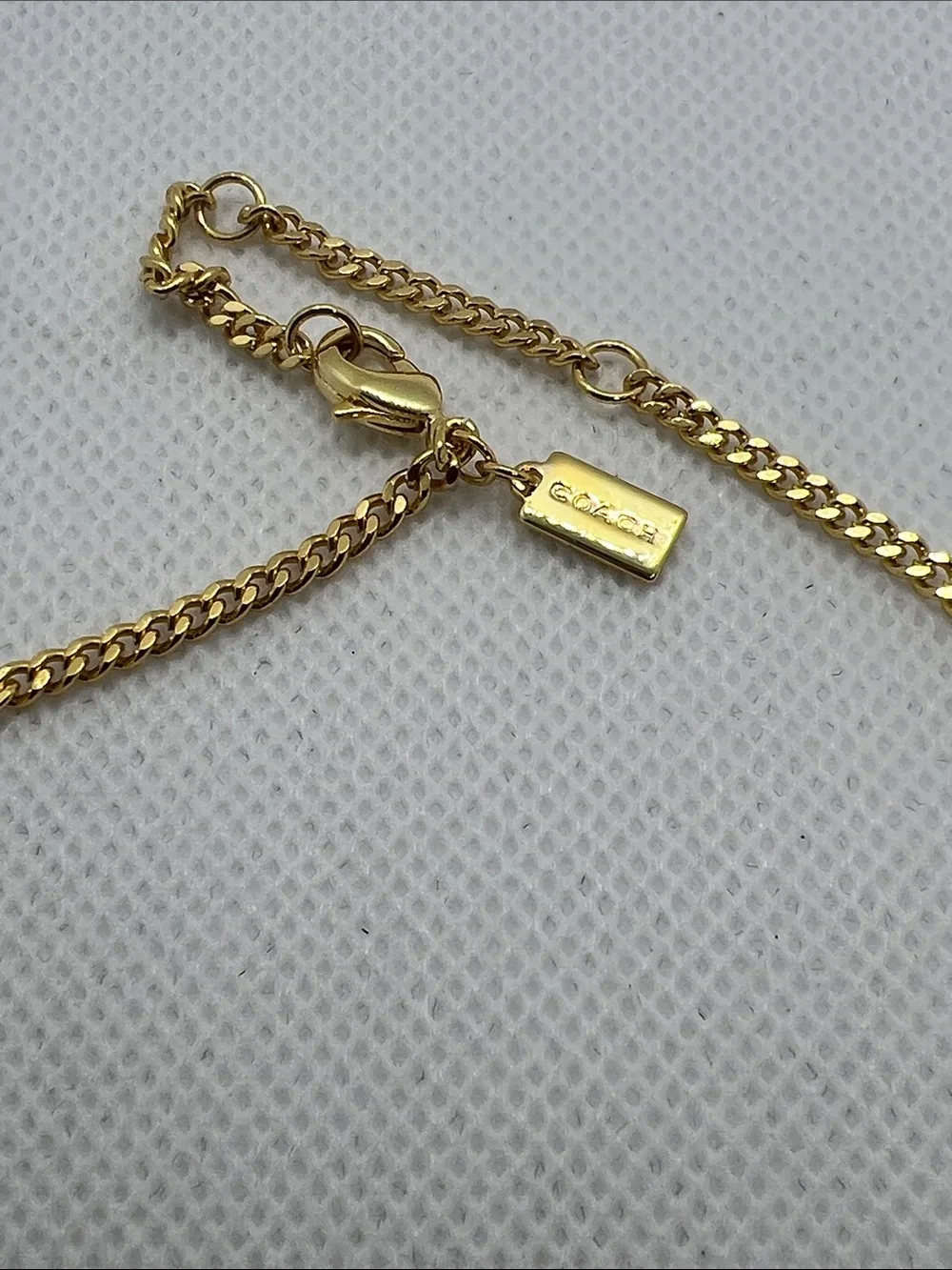 Coach Gold Letter Charm Necklace - Shiny Gold